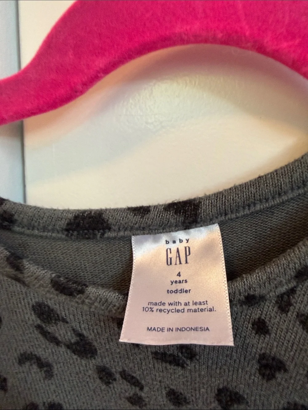 GAP Girls Grey and Black Leopard-Print Long Sleeve Dress
